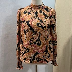 Paisley Dream High Neck Pleated Blouse